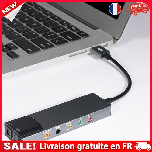 fr Carte son USB AC-3 DTS carte audio externe SPDIF pour ordinateur PC (gris)