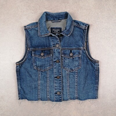 ABERCROMBIE & FITCH Vintage Y2K Denim Vest Top Jeans Frayed