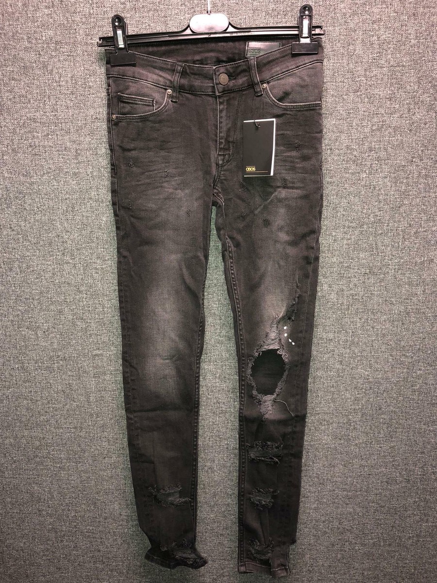 ASOS Extreme Super Skinny Ripped Jeans Washed Black 28x30 TD013 ii