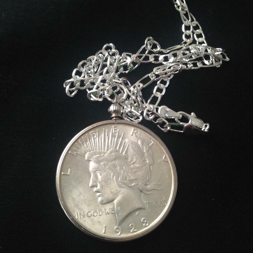 Antique 1924 Silver Dollar Coin Pendant 