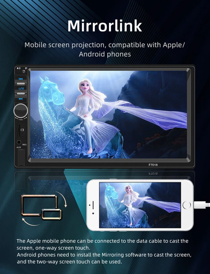 Radio estéreo para automóvil pantalla táctil reproductor de MP5 2 DIN Carplay Android automático BT Aux TF USB Foto 4 de 4