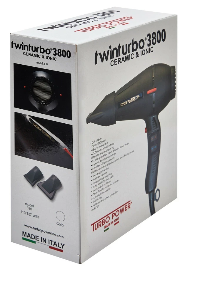 Secador de pelo profesional Turbo Power TwinTurbo 3800 de cerámica e iónico | Rojo Foto 2 de 2