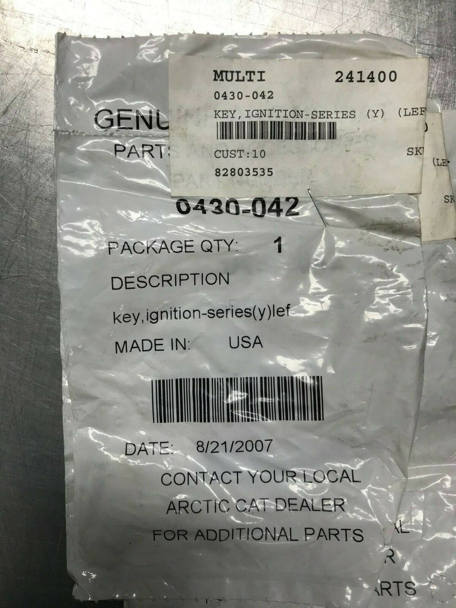 0430-042 OEM Arctic Cat IGNITION KEY Series Y Left Side Key 0430-042 OEM Arctic Cat IGNITION KEY Series Y Left Side Key