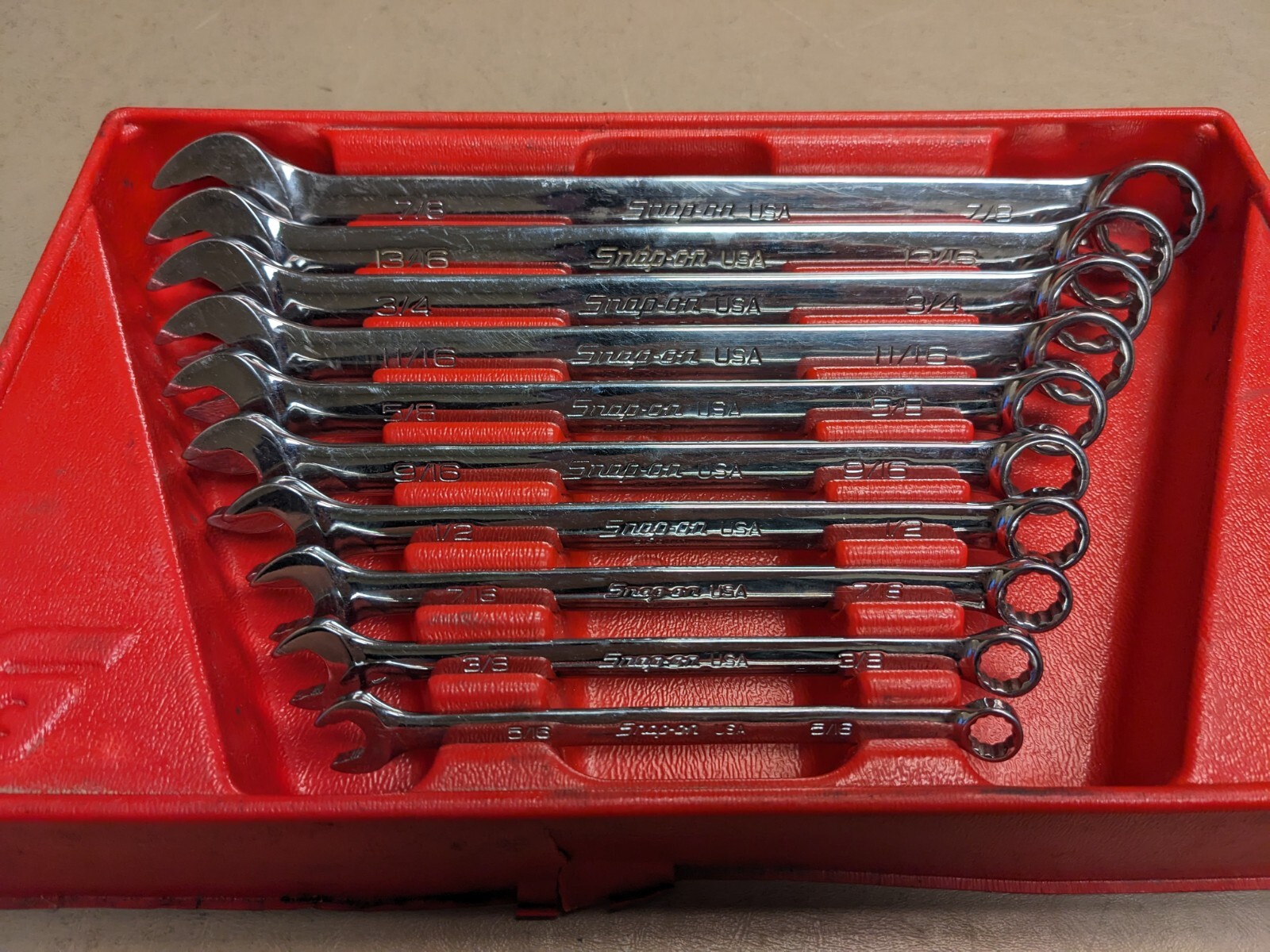 SnapOn SOEX710 10pc 12 Point Flank Drive SAE Combination Wrench Set eBay