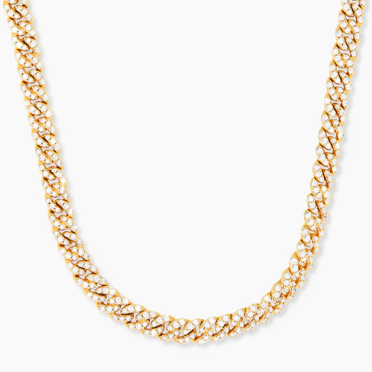 10K Yellow Gold 6.8 mm Round Diamond Miami Cuban Link Necklace 18" Chain 8 CT