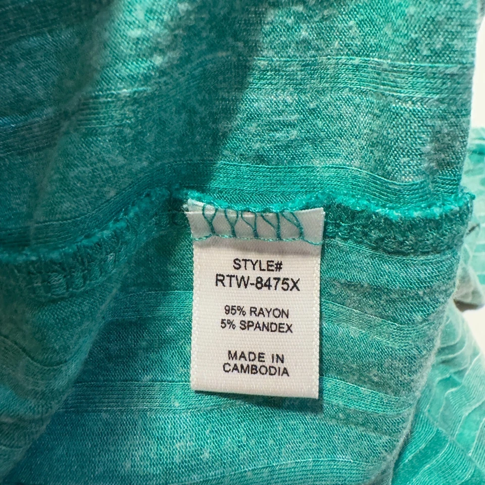 Camiseta ZENANA Desteñida Lavada 2X Acanalada Raglán Dolman Manga Barco Cuello Verde azulado Foto 4 de 4