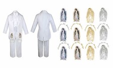 Baby Toddler Boy Christening Baptism Easter White Tail Suit Stole Virgin Mary