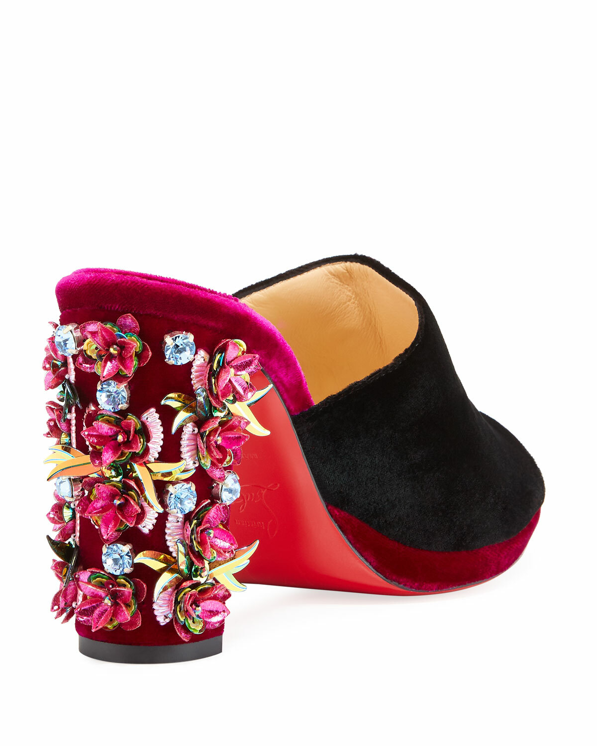 New Christian Louboutin Donaflor Velvet Platform Red Sole Slide Sandal Pump 37 image 3