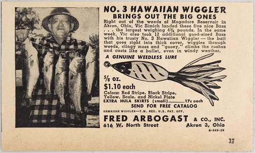 Publicité Originale Vintage 1964 Pour Leurres De Pêche Fred Arbogast, Imprimé US