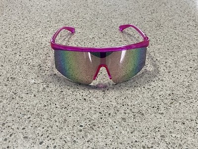 Oversize Exaggerated Modern Retro Wrap Shield Sunglasses Jumbo Pink Frame