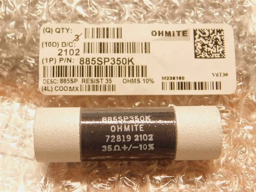 Ohmite 885SP350K 35 Ohm 45W Non Inductive Tubular H.Energy Bulk Ceramic Resistor - product listing photo