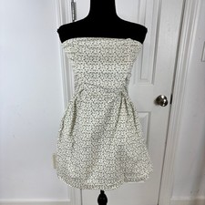 Mudd Womens Strapless Floral Mini Dress Green White Smocked Back Size M