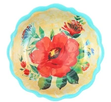 Four (4) Pioneer Woman ~ DELANEY ~ 9" Diameter ~ 44 Ounce ~ Teal ~ Dinner Bowl