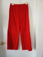 WOMENS VINTAGE RED VELVETEEN, WIDE LEG, HIGH WAIST PANTS - HANDMADE