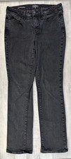 NYDJ Marilyn Straight Jeans Black Denim Pants Women’s 8 (Actual 30.5X29.5”)