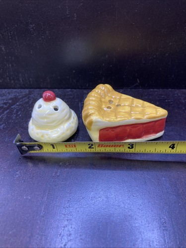 CRACKER BARREL MINI CHERRY PIE & CREAM SCOOP SALT & PEPPER SHAKERS (NEW) - Picture 4 of 6