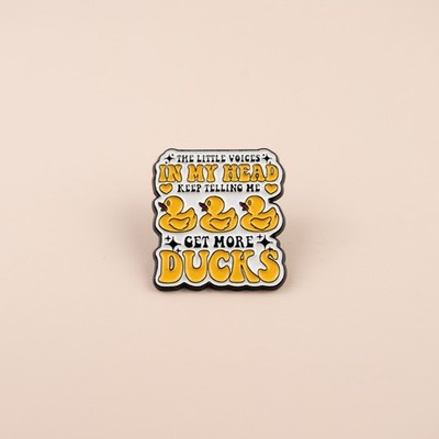 Get More Ducks Enamel Pin   Funny Duck Quote Cartoon Lapel Badge