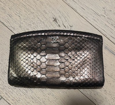 Chanel Metallic Python Clutch   USA Seller  