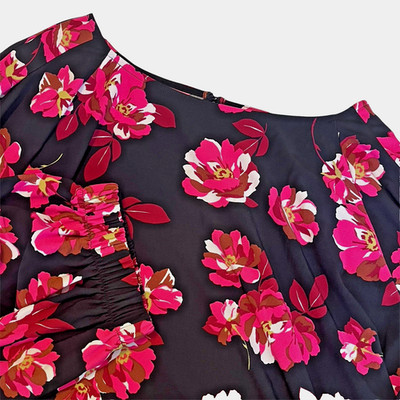 Halogen Womens Dark Floral Top Size 4X Bishop Sleeves Office Bloomcore Heavy
