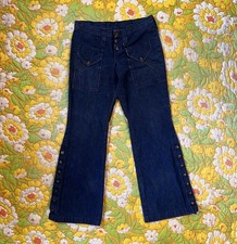 Vtg 70s RARE Wrangler Bell Bottoms Low Rise Snap Front Denim Jeans Women's Sz 9