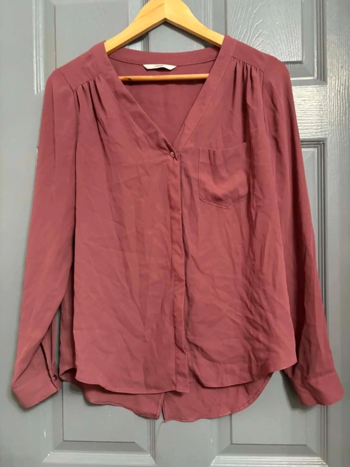 George Dusty Pink Long Sleeve V-Neck Blouse Size 12