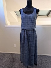 Ana Blue Maxi Dress Tank Drawstring Waist Medium Casual Summer Bohemian