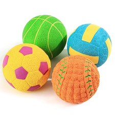 Squeaky Dog Balls 4 Pack Interactive Latex Rubber Squeak Dog Toys 2.4'' Soft