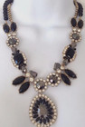 Vintage Lot 2 MIXIT Gold  Tone Black Glass Rhinestone Chunky Pendant Necklaces — photo 3