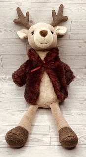 Retired Jellycat Vivien Reindeer Stuffed Plush 18" Holiday Christmas Coat VIV3R