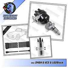 Triumph Electronic Distributor Viper Coil and Black HT Leads GT6 TR6 Delco type