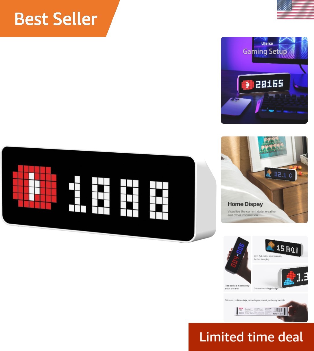 Innovative TC001 Smart Clock - Pixel Display, Weather, and Social Integrations