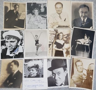 JOB LOT of 70 (approx) autographed photos cards FDC etc. Variety of names