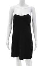 Diane Von Furstenberg Women Black Strapless Mini Dress Sleeveless Zip Size 10