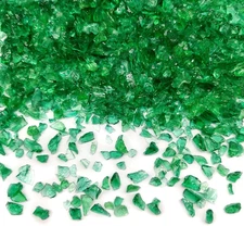 Dark Green Crushed Glass for Resin Art,Broken Fire Glass Pieces for Tabletop Fir