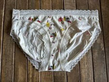 Auden S Ivory Cotton Print Hipster Bikini Panties W Lace Trim