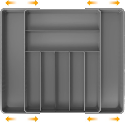 Simple Houseware Expandable Kitchen Drawer Flatware Organizer, Gray 