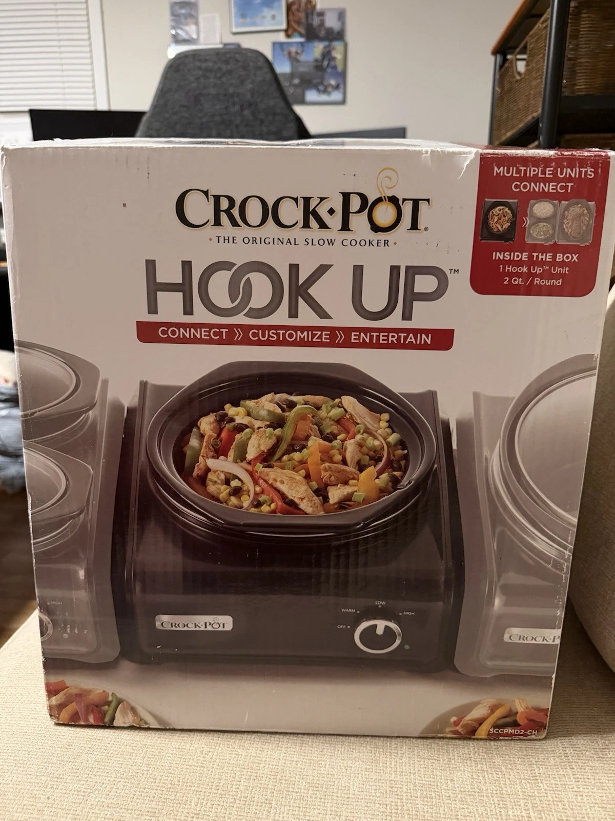 Crock Pot Hook Up 2 Qt. Round Slow Cooker Connectable Unit SCCPMD2-CH New in Box