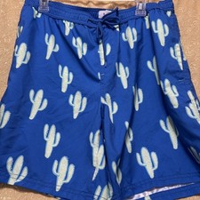 Sonoma Men's Size M Swim Trunks Board Shorts Blue Cactus NWOT