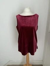 Dark Red Scoop Neck Velvet Vest Top Size M New