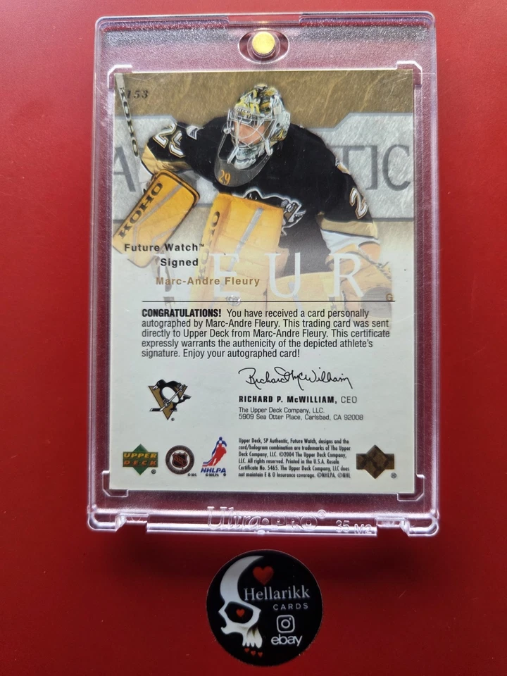 2003-04 Marc-Andre Fleury Future Watch Auto/999 Rookie SP Authentic #153 RC UD - Image 2 of 2