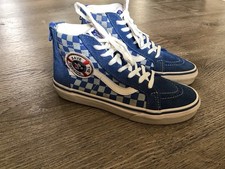 VANS X DISCOVERY Youth Size 2.5 Shark Week Skate Shoes Back Zip Save the Sharks