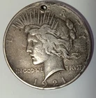 1921 High Relief Peace Dollar Holed VF Details