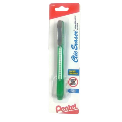 Pentel Clic Eraser Grip Pen Style Retractable Fashion Green Barrel School Office
