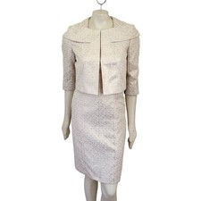 NWT TAHARI ASL 2 Piece Formal Suit Dress in Gold Metallic WOMEN'S 4