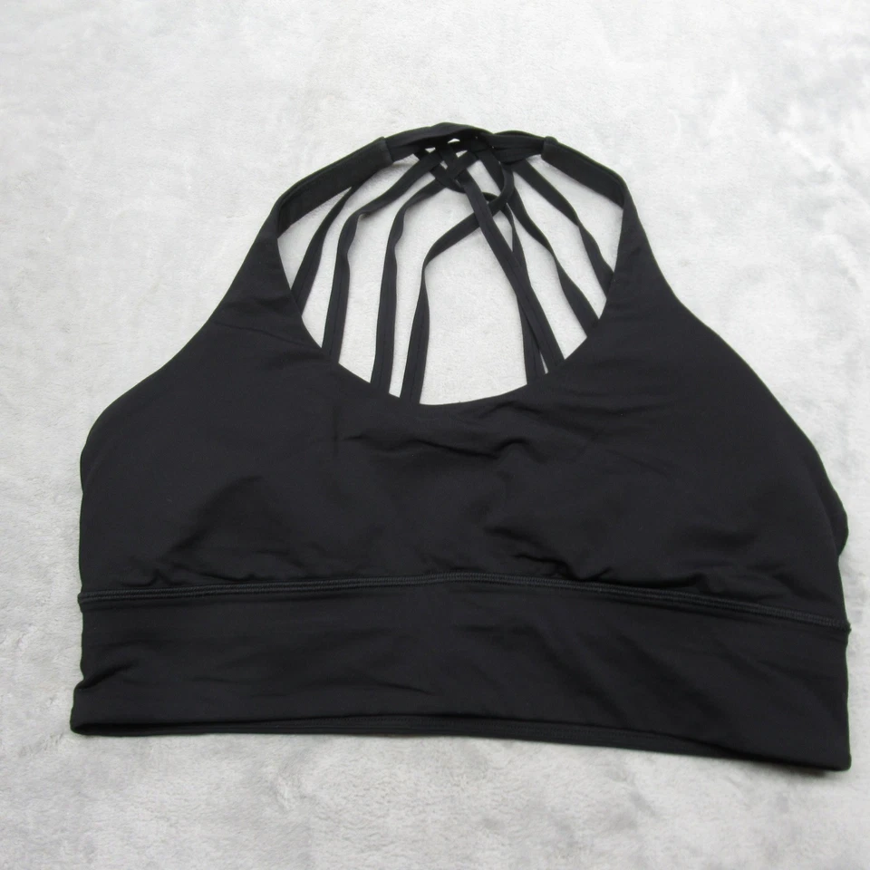 Lululemon Sport Bra Women 12 Black Lace Free To Be Moved Strappy Back Padded - Image 2 of 4