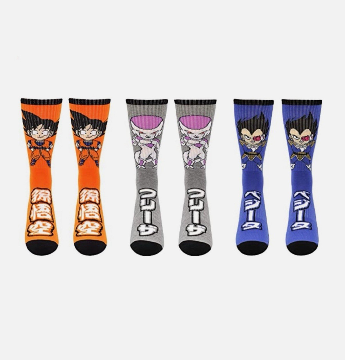 Paquete de 3 calcetines Dragon Ball Z Chibi Goku Freezer Vegeta ¡¡¡Ideales para Navidad!!!!