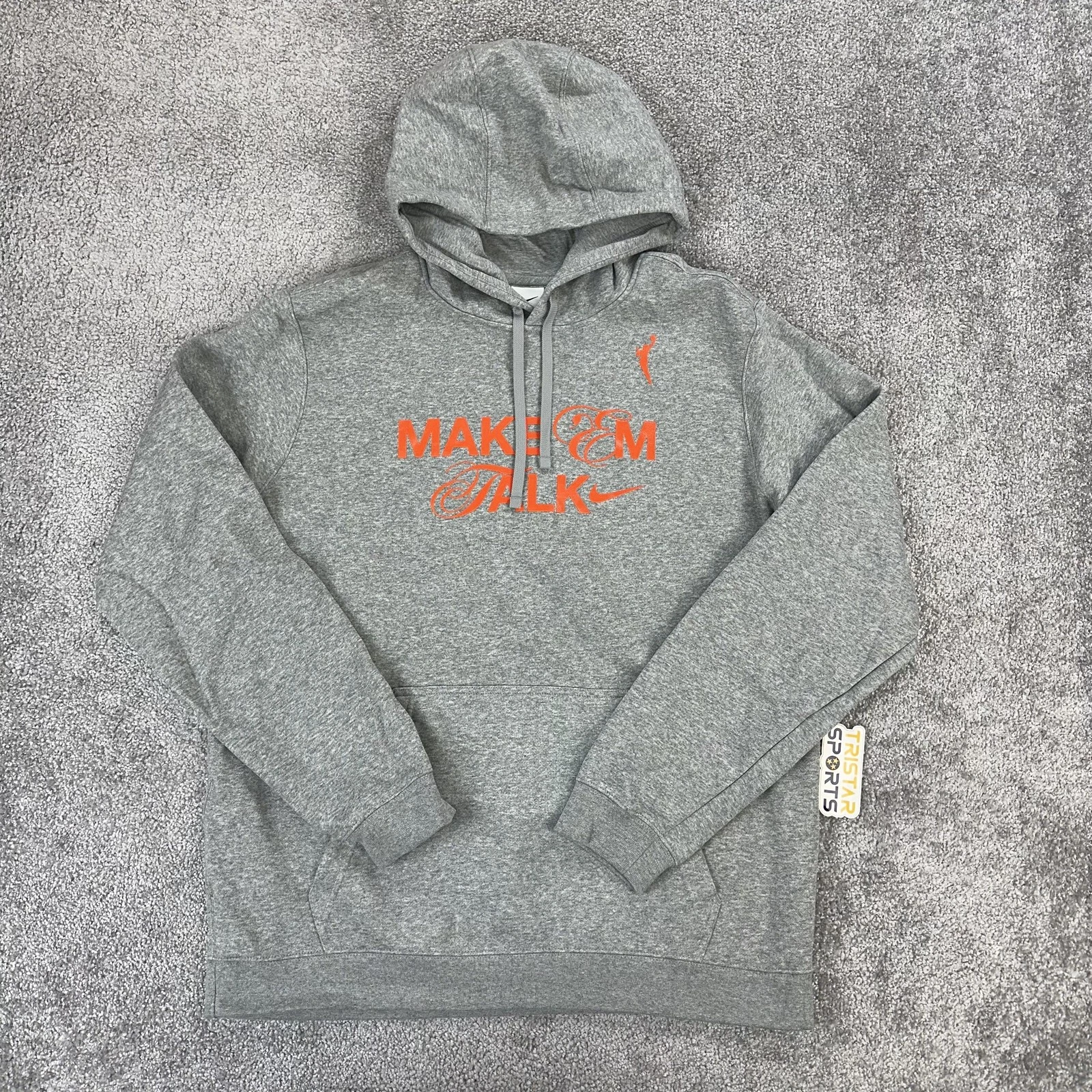 WNBA Nike Hoodie Mens XL Gray Make 'Em Talk Pullover Fleece Sweatshirt Pullover image 1