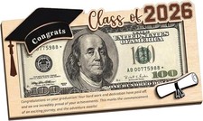 Graduation Money Holder 2026 Wooden Cash Gift Idea for Her Him, Class of 2026