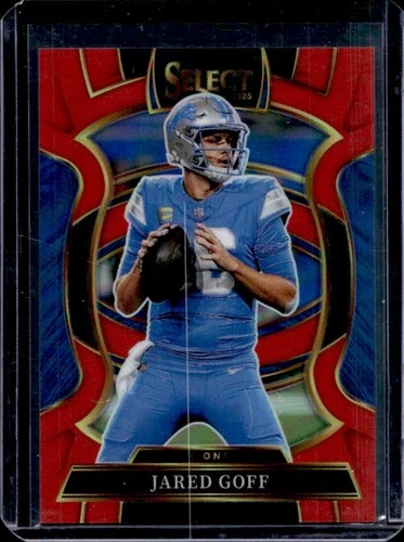 2025 Panini Select Jared Goff Concourse Red Prizm #/99 Lions