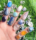 Adjustable Amethyst & Mix Gemstone Bulk Rings Lot 10pc 925Sterling Silver Plated